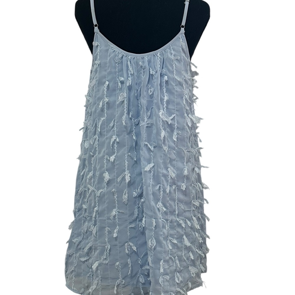 Entro. Cute & Fun Light Blue Fringe Dress. (Small) - Picture 4 of 8